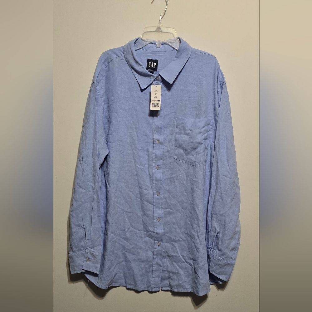 GAP Classic Blue Linen Men's Shirt XL
